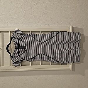 Black/White Striped Bodycon Zipper Dress - Express - 6